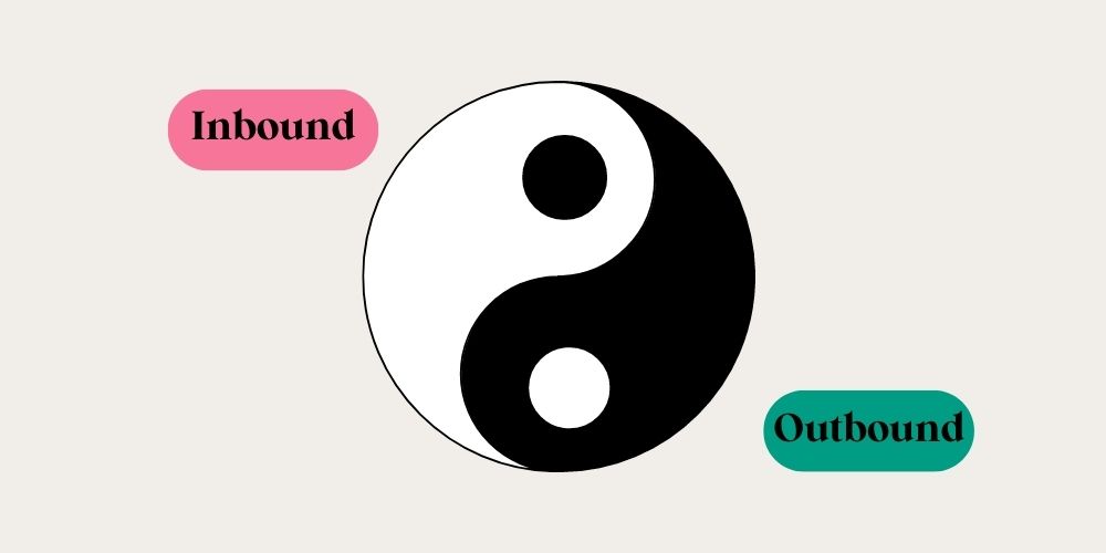 Yin yang sign as an analogy for inbound vs outbound marketing